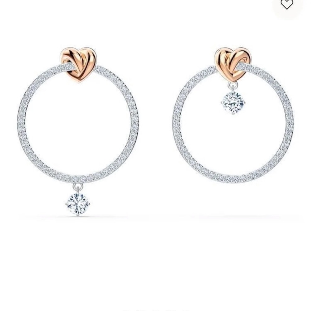 Swarovski asymmetrical heart earrings
